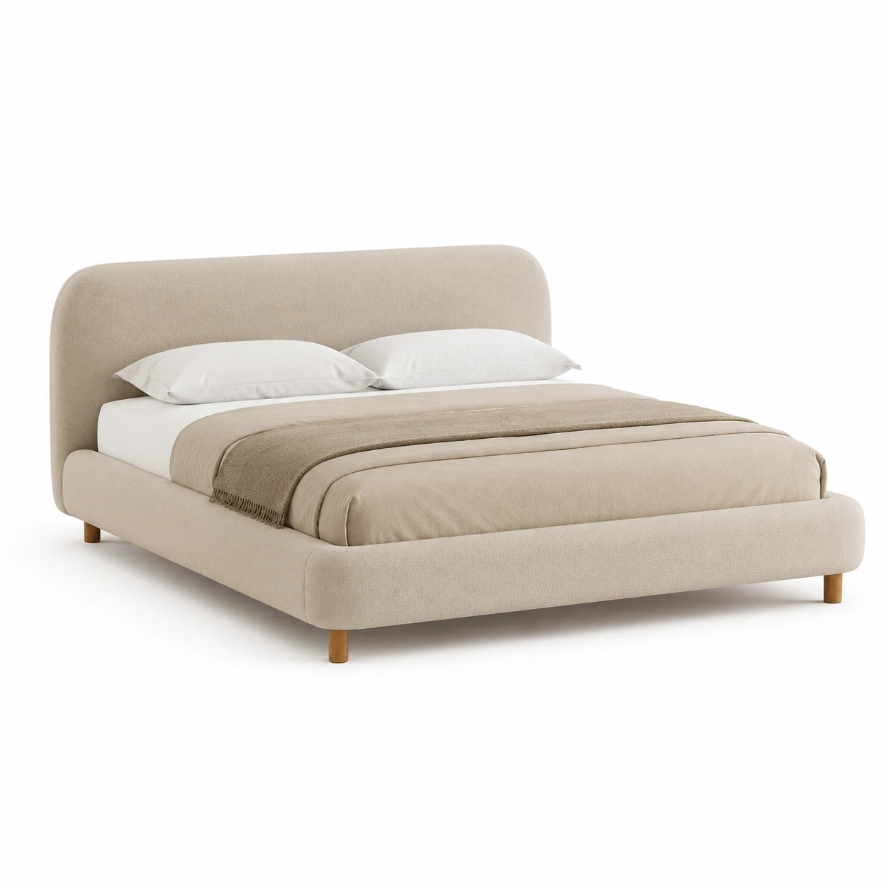 Minimalistisches Stoffbett-Cremewei?-LuxeSelvia